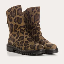 BOTTINES DUNK CUIR VELOURS LEOPARD
