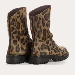 BOTTINES DUNK CUIR VELOURS LEOPARD