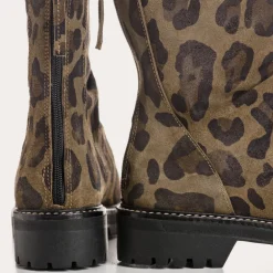 BOTTINES DUNK CUIR VELOURS LEOPARD