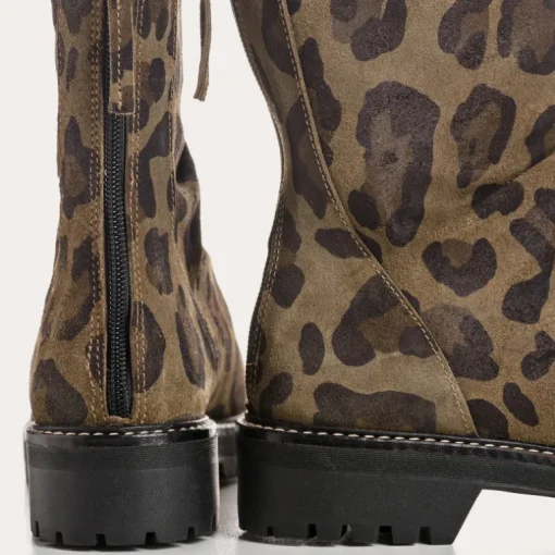BOTTINES DUNK CUIR VELOURS LEOPARD