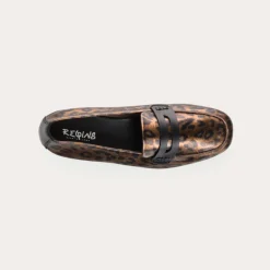 MOCASSINS HEMA CUIR METALLISE LEOPARD