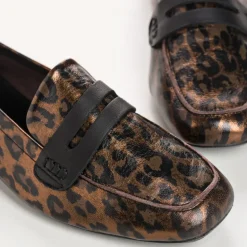 MOCASSINS HEMA CUIR METALLISE LEOPARD